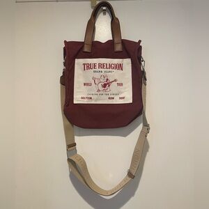 True Religion Red and Brown Tote Bag Unisex VGUC